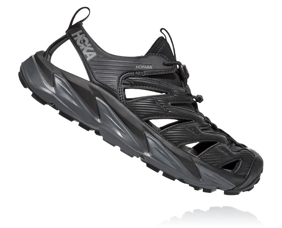 Hoka Australia One One Hopara - Mens Sandals Black - FIGUO-5712